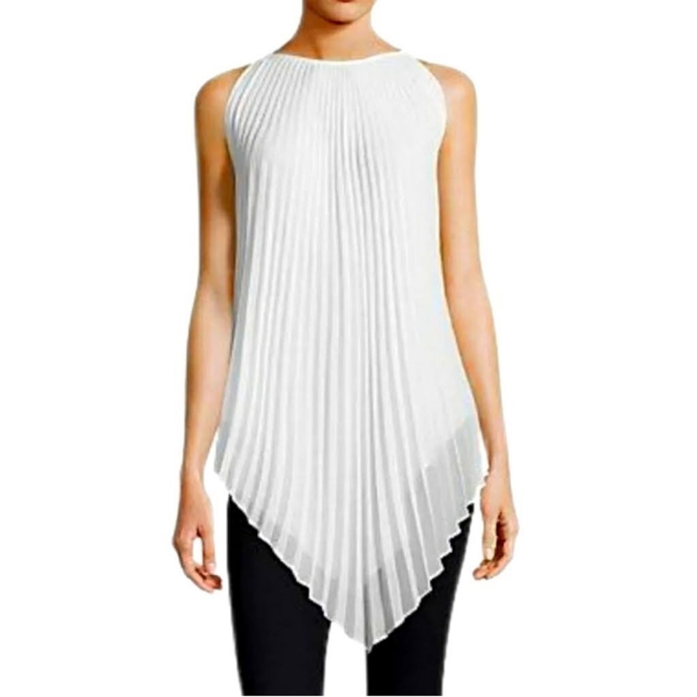 NWT Sophie Max 60s style accordion a line asymmetrical white tunic top dress M